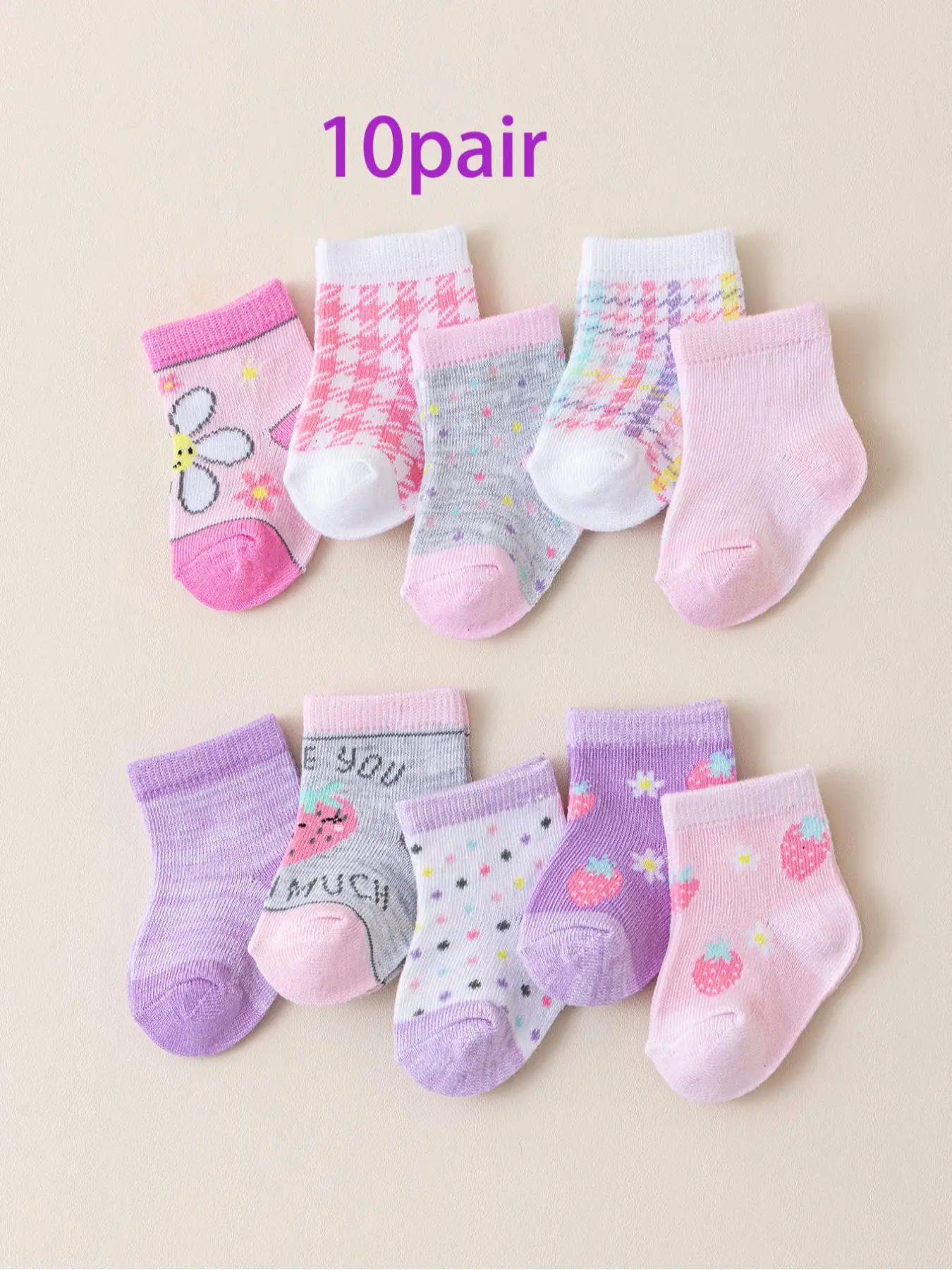 Baby Girl's Crew Socks, Cute Comfy Breathable Socks for Infant Toddler Kids, Newborn Baby Socks for All Seasons, Socks Set