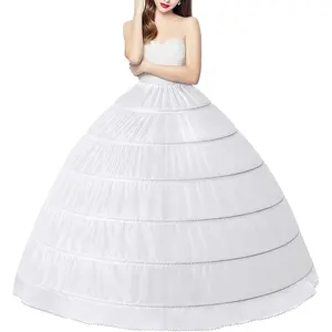 Royal Court Style 6-Hoop Bridal Petticoat - Princess Wedding Dress Support, Polyester, Hand Wash Only, Fits Sizes 2-18