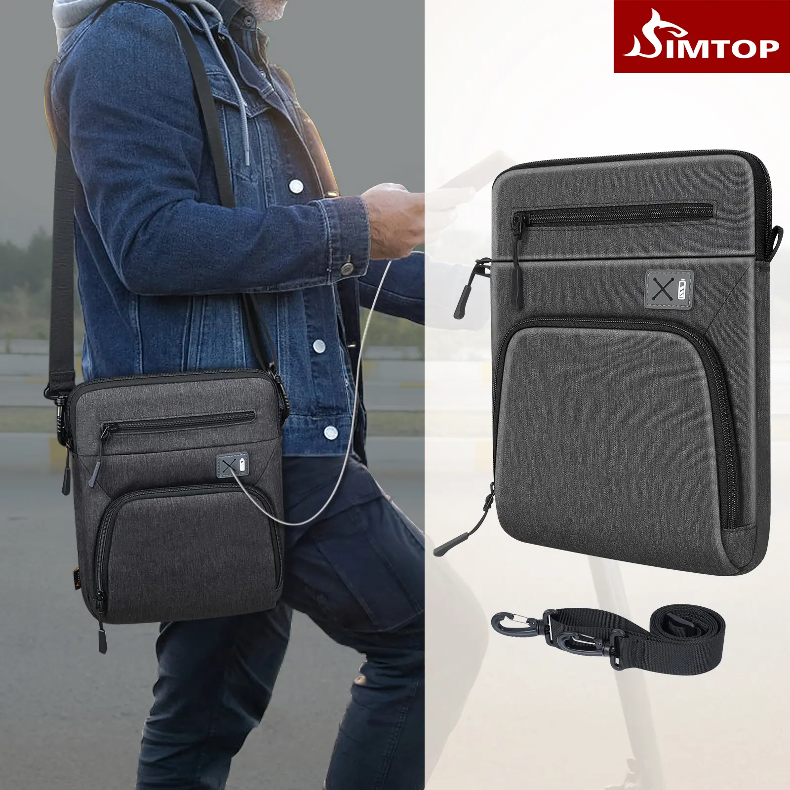 9-11 Inch Tablet Sleeve Bag, Handle Carrying Case with Shoulder Strap, Compatible with iPad Pro 11 Inch, iPad 10th Gen 10.9, iPad 9/8/7th Gen 10.2, iPad Air 5/4th 10.9, iPad 9.7, Samsung Tab S8/S9 11"