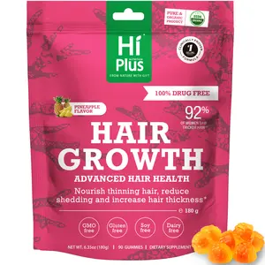 HiPlus Hair Growth Accelerator – Beauty Vitamin Healthcare–For Thicker,Nourishes Thinning&Loss,With Proprietary Collagen Complex, Biotin, Clinically Proven for Visibly Thicker Hair and Scalp Coverage,Dermatologist Recommended 45-Day Supply Summervibes tik