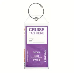 5pcs Cruise Luggage Tags, Cruise Luggage Tag Clear Luggage Tag Holders Zip Seal With Steel Loops Waterproof Luggage Tags For Cruise Ships Fits All Cruise Lines Cruise Essentials