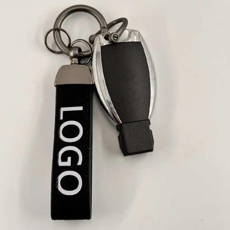 DIY Punk Style Car Keychain - Stylish Suede Cord Lanyard Key Ring with Logo Charm, Car Accessories, Key Accessories for Everyday Use (Black, Red)