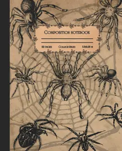 Composition Notebook College-ruled: Vintage Spider Halloween Themed Notebook For Adults
