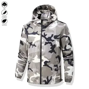 Men's clothing loose lightweight casual jacket, hiking fishing shell hooded outdoor coat, mountain climbing jacket, men's camouflage hooded casual sports jacket - men's gift recommendation