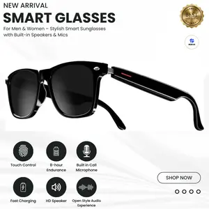 Multifunctional Smart Glasses, Wireless Glasses, Rechargeable Low Latency Audio Built-in Mic Speakers Fashion Glasses
