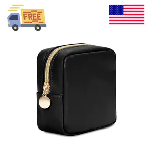 Small Makeup Bag for Purse Mini Make up Pouch Cute Cosmetic Pouch for Women, Black