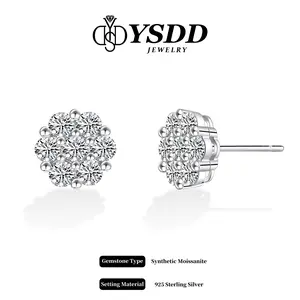 【#569 TODAY ONLY】Full Moissanite Flowerburst Cluster Earriings vvs Synthetic Moissanite Earrings in 925 Sterling Silver