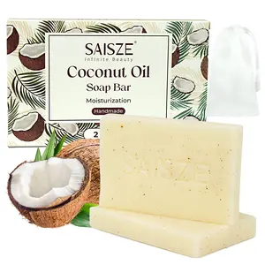 SAISZE Coconut Oil Soap Bar with Olive Oil – Moisturizing Handmade Bath Soap for All Skin Types, Adult & Kids – Body Care Body Wash Hydrating Daily