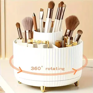 360 Degree Rotating Makeup Storage Box, Desktop Organizer, Cosmetics Organizer Storage, Durable Abs Plastic, Multi-Functional for Bedroom, Vanity, Bathroom