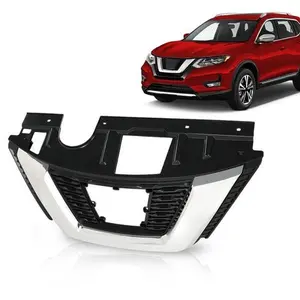 New Fit For 2017 2018 2019 Nissan Rogue Front Bumper Upper Grille w/ Chrome Trim