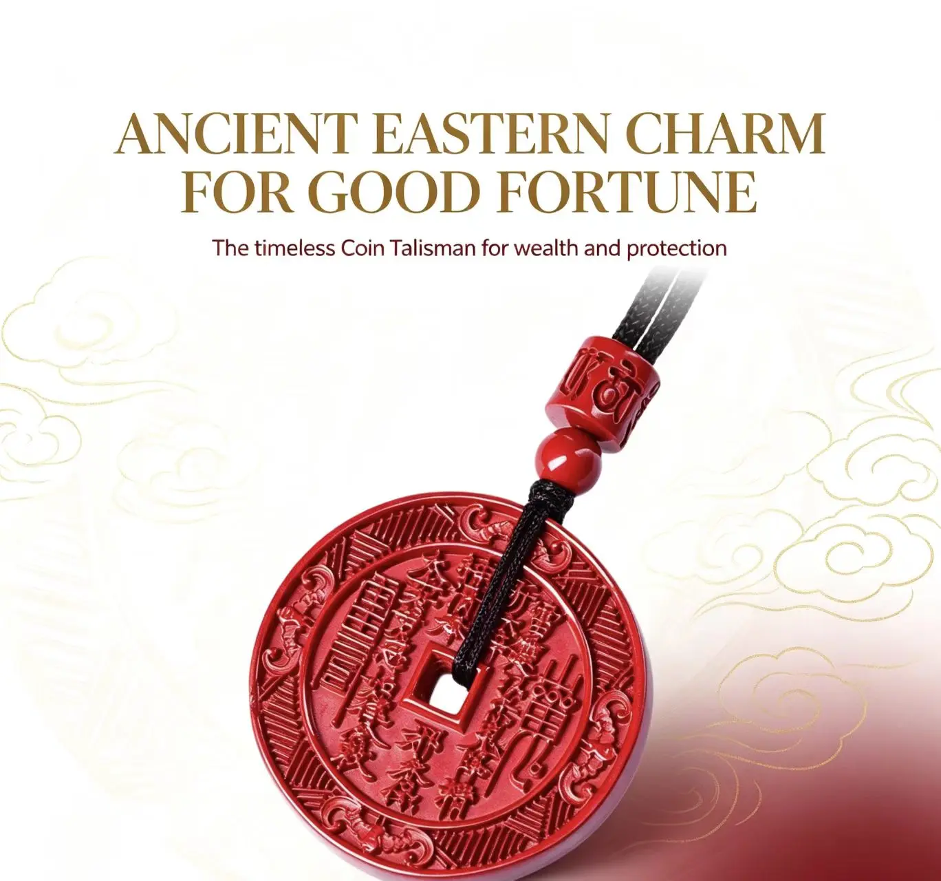 Mountain Spirit Coin Protection Amulet - Red Cinnabar Talisman Shape Charm & Pendant, Unisex Feng Shui Jewelry for Positive Energy, Bad Luck Warding, Anniversary Gift Idea with Black Braided Rope, Balance, Charms & Pendants