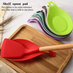 1pc Flexible Silicone Kitchen Spoon Rest - Spoon Rests - Heat-Resistant, Non-Stick, Easy-to-Clean, Space-Saving Cooking Utensil Holder for Spatula, Spoon and Other Kitchen Tools