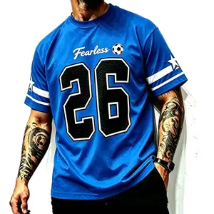 Men's Fearless 26 Soccer Jersey, Breathable Oversized Streetwear Football T-Shirt, Casual Crew Neck Short Sleeve Top for Game Day & Daily Wear