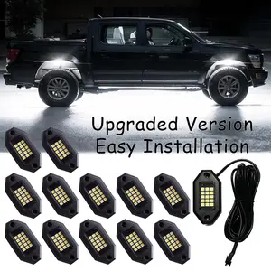 Upgraded Version 4/8/12PCS Ultra Bright White LED Rock Lights Kit for Cars, Trucks, SUVs, Jeeps - Car Underglow, Sync with Vehicle On/Off