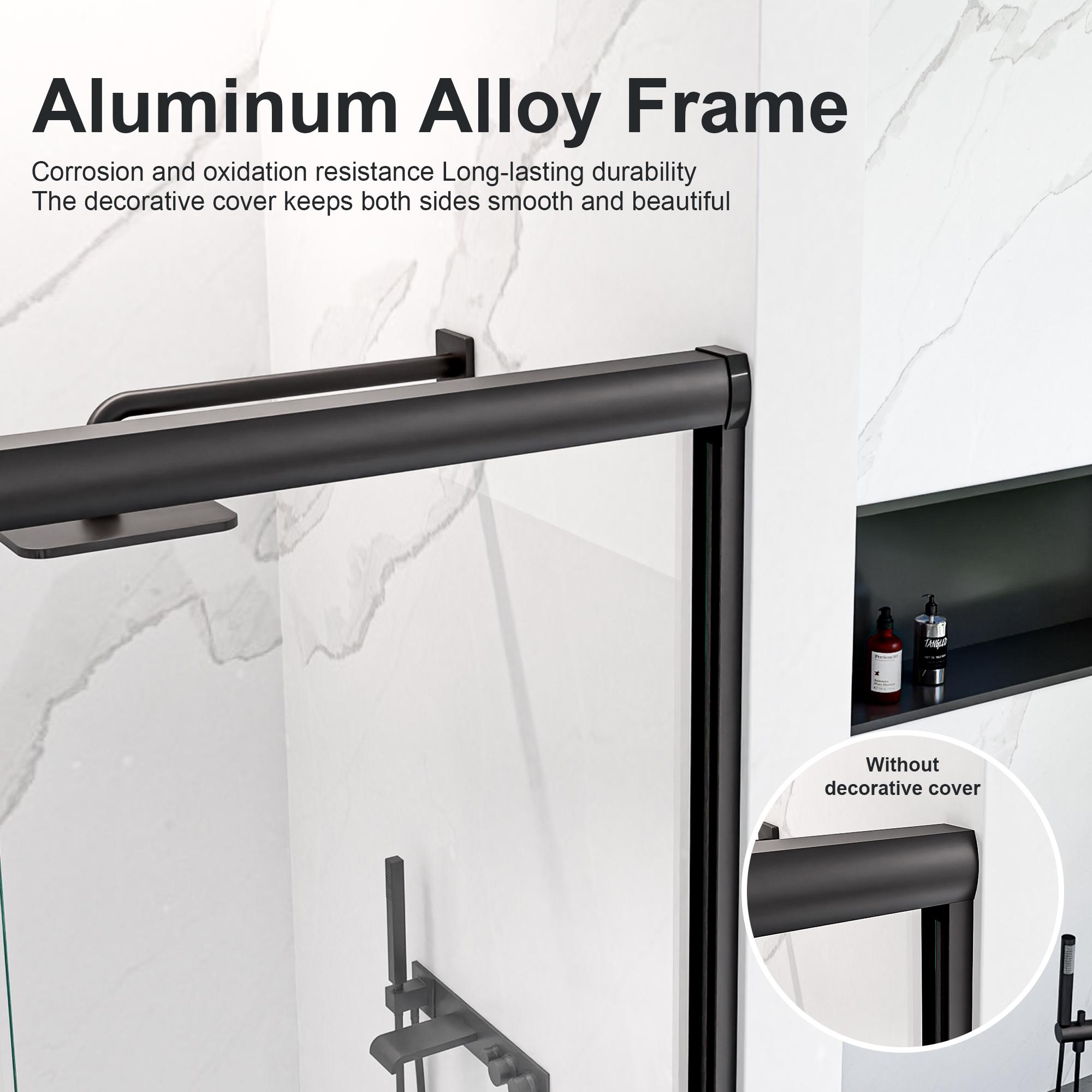 56"-60"W x 72"H Semi-Frameless Double Sliding Shower Door with 1/4" (6mm) Thick SGCC Tempered Glass | Adjustable Width Bypass Shower Door | Heavy Duty Sliding Bathroom Enclosure | Chrome Finish, Easy Glide Track