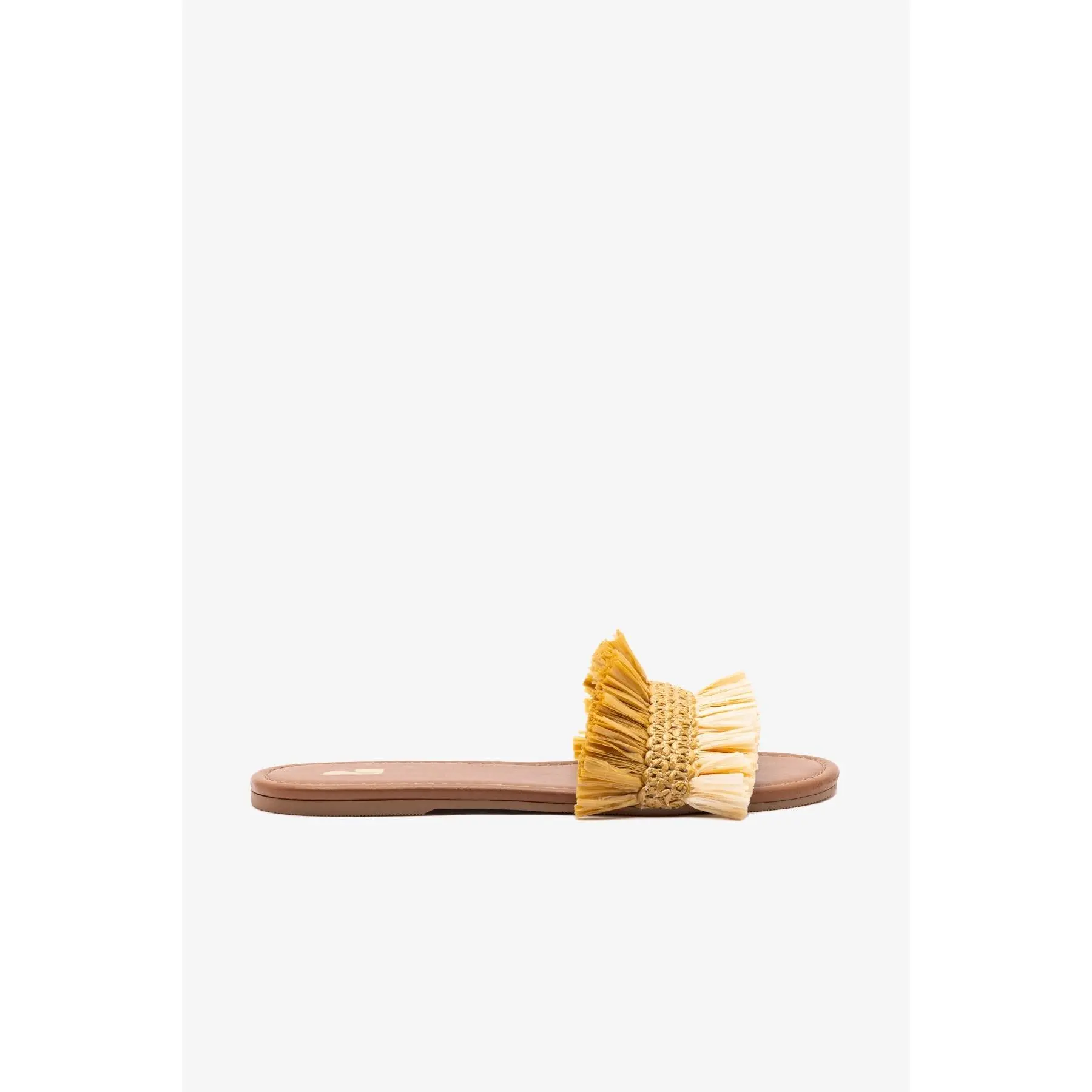 Bahia Fringe Flat In Beige And Peanut Raffia