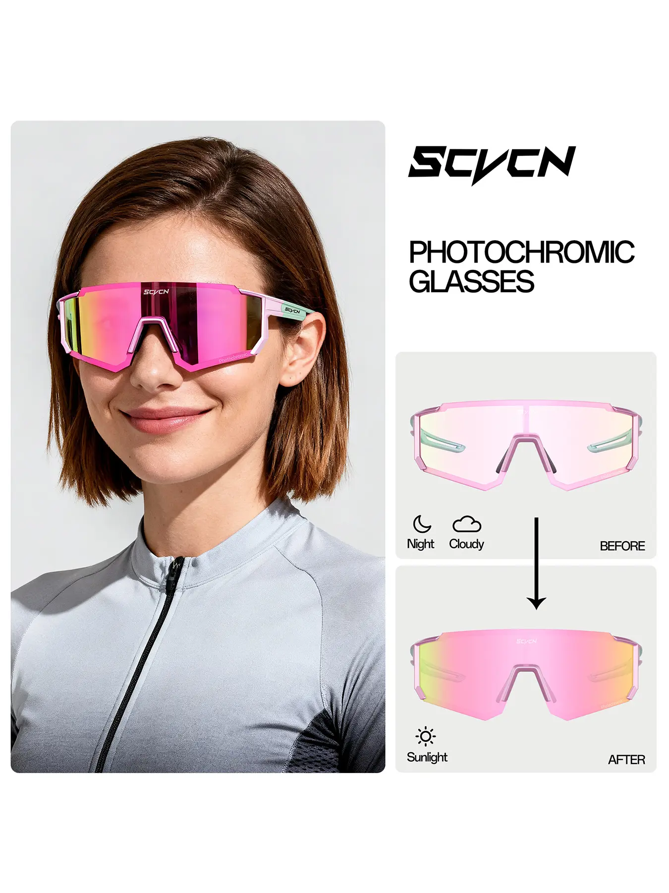 1pc SCVCN Fashion Cycling Glasses Running Glasses Outdoor Bicycle Glasses Sports Goggles Men MTB Cycling Glasses Women Road Bike Glasses Outdoor Cycling Eyewear