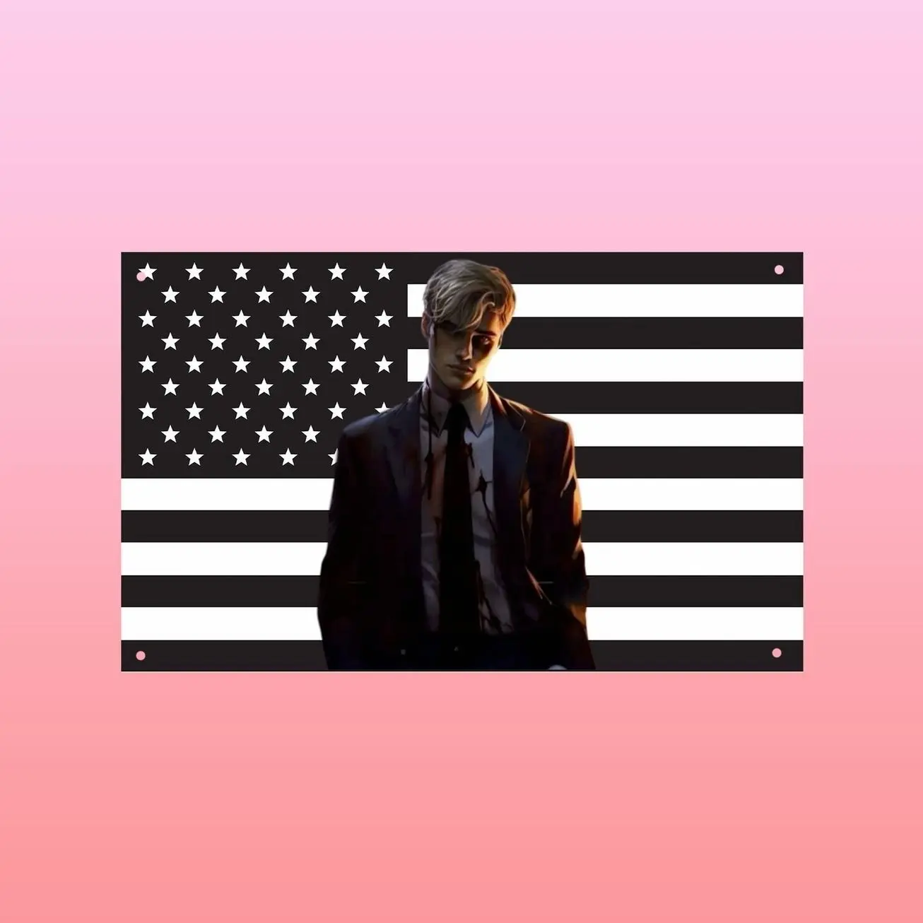 Aaron Warner Black USA Flag, Shatter Me Bookish Tapestry, Dark Academia Wall Banner, Fantasy Romance Room Decor