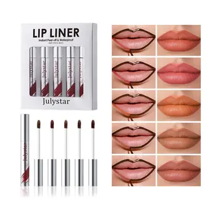 Waterproof Peel-off Lip Liner Set, 5 Counts/box Long-lasting Lip Gloss, Lip Makeup Accessories for Women & Girls, Cosmetic, Lipliner