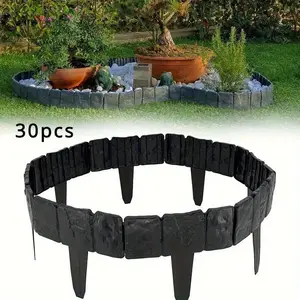 Stone-Like Garden Fence Panel, PP Plastic Foldable Landscape Border, DIY Decorative Lawn Barrier, Outdoor Gardening Accessory