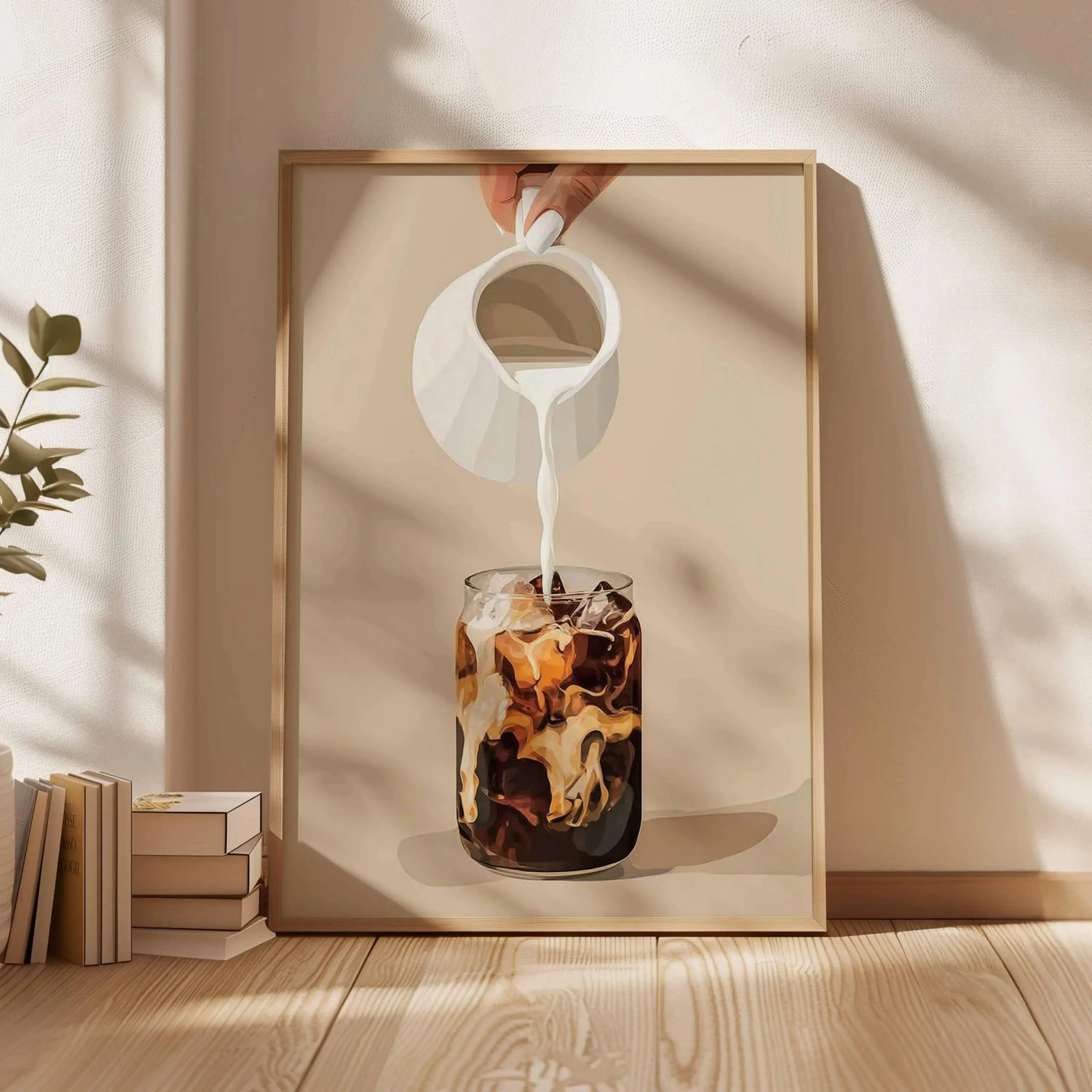 Iced Coffee Poster, Cold Brew Wall Art, Coffee with Cream Print, Kitchen Cafe Decor, Neutral Coffee Poster, Modern Coffee Bar Artwork