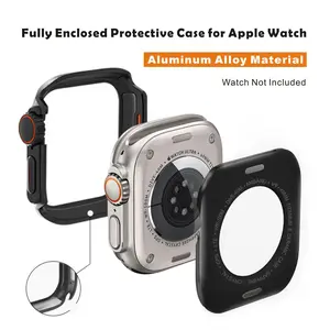 Aluminum Alloy Metal Case for Apple Watch Series 1-11 Se & Ultra 3/2/1 ,the suitable size is 42/44/45/46/49mm.Integrated full-coverage aluminum alloy metal watch case, shockproof and scratch-resistant.   [Watch Not Included]