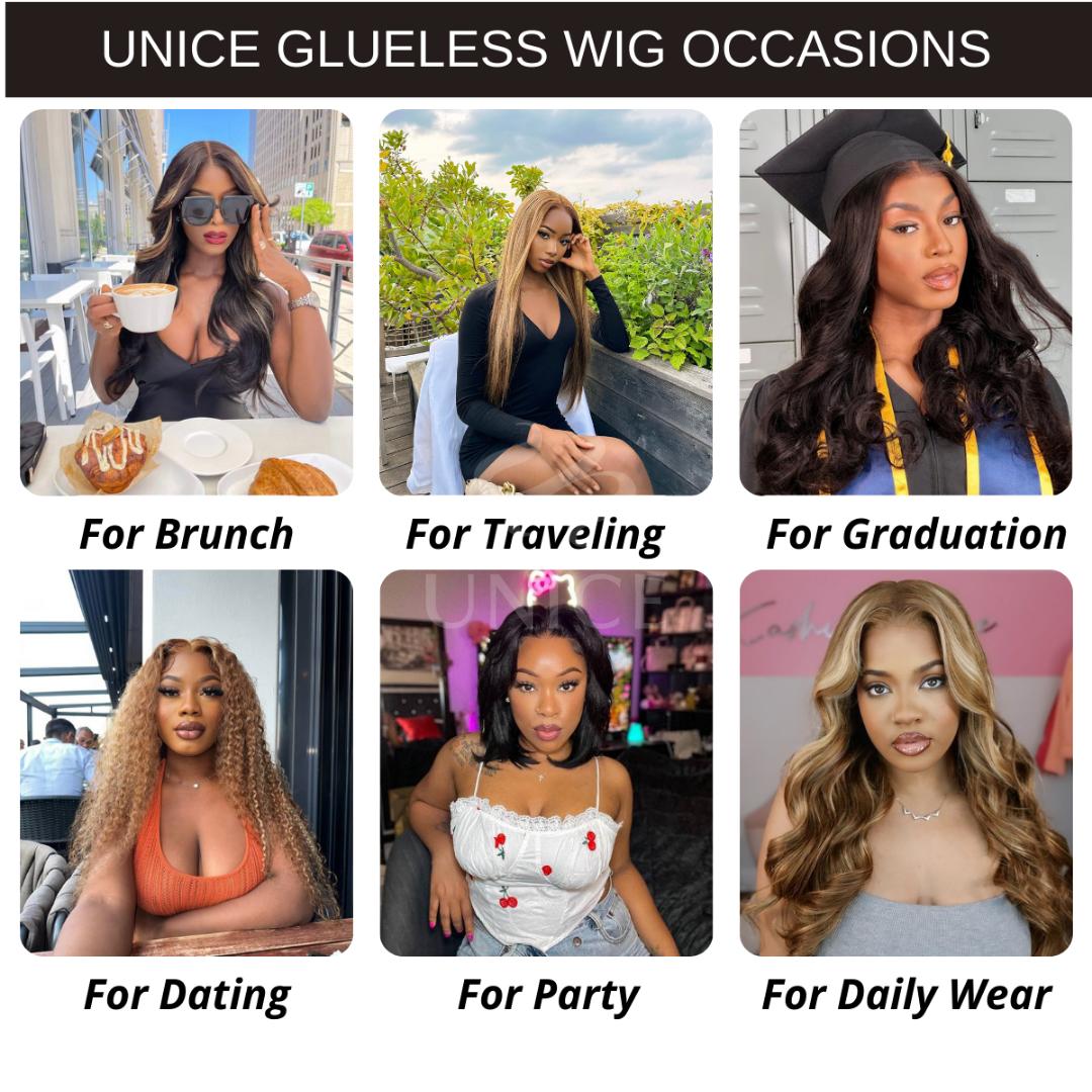 UNice Bye-Bye Knots Body Wave Wig Glueless Pre-cut 7x5 HD Lace Closure Human Hair Wigs with Pre Plucked Hairline Knotless Beginners Friendly