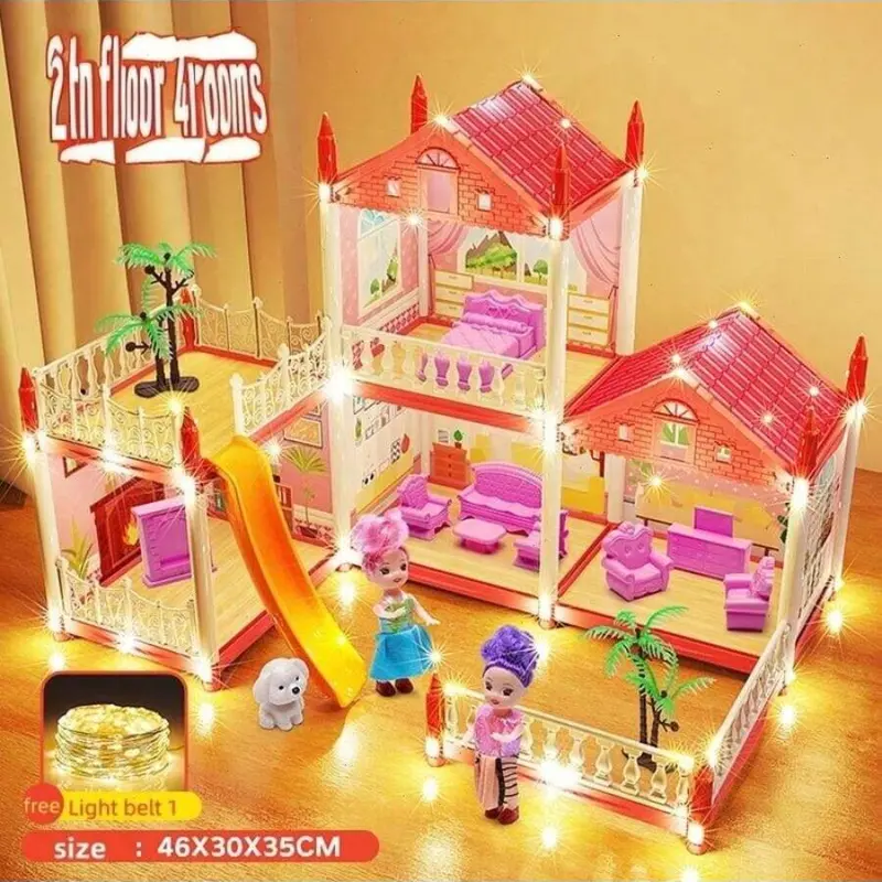 Educational DIY Dollhouse: 3D Assembly Princess Castle Villa With LED Lights - A Fun And Engaging Toy Set For Girls, Promoting Cognitive Skills And Color Recognition For Play And Gift - Giving