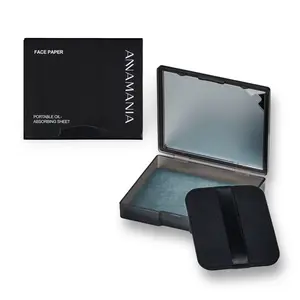 ANAMANIA Oil Blotting Sheets for Face with Mirror and Puff. 200 Sheets oil Blotting paper for oily skin, Absorb Excess Oil,  Face paper Compact Makeup Matte Pack
