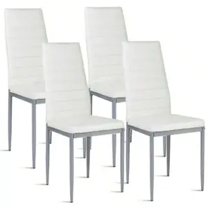 Dining Chairs Set Of 4 PU Leather Kitchen Chair For Dining Room, Living Room, white