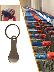 1pc/5pcs Durable Stainless Steel Shopping Cart Token Keychain, Safe And Portable Keychain, Lightweight Keychain, Interesting Keychain Accessories, Used For Bag Decoration, Car Key Decoration, Convenient For Supermarket Use, No Power Supply Required