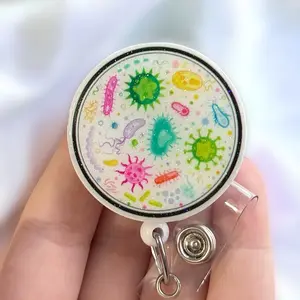 Glitter My Badge Healthcare germ nurse  badge reel for nurse and hospital workers. Badge clip Badge pull - Retractable swivel clip with a 360 rotation. Great gift for coworker.