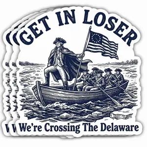 We're Crossing The Delaware Patriotic Independence Day Waterproof Vinyl Sticker Decal for Hard Hat Toolbox Laptop Water Bottle NND
