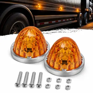 2PCS LED Watermelon Marker Lights Diamond Style Strobe Modes Side Clearance Chassis Turn Signal Brake Lights for Semi Truck Trailer Pickup Van Heavy Duty Truck Lorry RV