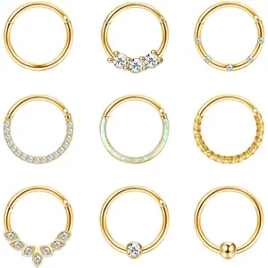 YADOCA Septum Nose Rings for Women Men - Gold Septum Rings 16G 18G Nose Ring Hoops Hypoallergic Surgical Steel Cartilage Earrings Helix Lip Conch Tragus Daith Piercing Jewelry Tone 8mm 10mm