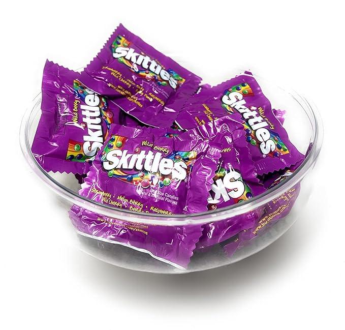 ASSORTIT X Skittles Collab Wild Berry Flavor Candy Coated Fruit Chew Fun Size 1 Lbs Individually Wrapped Bulk Purple Party Assortment 25+ Bite Size Mini Packs In Resealable Bag (16 Oz