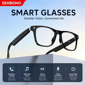 Senbono Smart Bluetooth-compatible Glasses, Bluetooth-compatible 5.4 Stable Connection, Dual Touch Control, Call and Music Dual Use, Lightweight and Comfortable