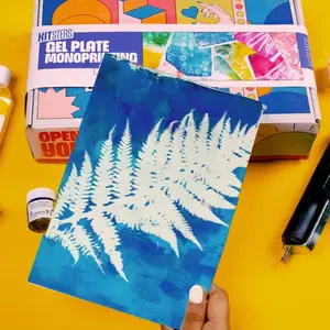 Kitsters DIY Gel Plate Monoprinting Kit | Complete Art & Craft Set with Paints, Tools & Gelatine | Gelli Printing | Creative Hobby Kit for Men and Women | Detailed Video Workshop Included