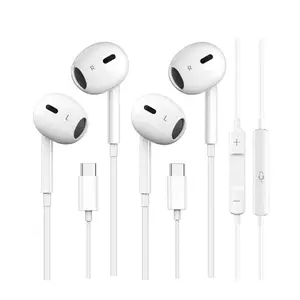 2 Pack USB C Headphones for iPhone 15 Pro/Pro Max – Wired Type-C Earbuds with Microphone & Volume Control | Compatible with iPad Pro, Android, and USB-C Devices