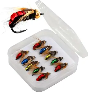 Artificial Fishing Lure, Mixed Color Artificial Insect Fishing Bait with Storage Box, Fishing Accessories for Outdoor Fishing