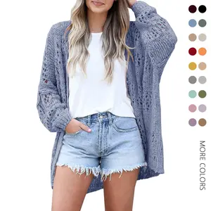 Danedvi PLUS SIZE XS-3XL Womens Crochet Cardigan Sweater Kimonos Boho Solid Color Oversized Summer Open Front Outwear