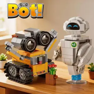 2 Piece Set New Version Cute Robot Building Blocks 3D Model Kit, Creative Decoration, Stress Relief, Holiday Gift