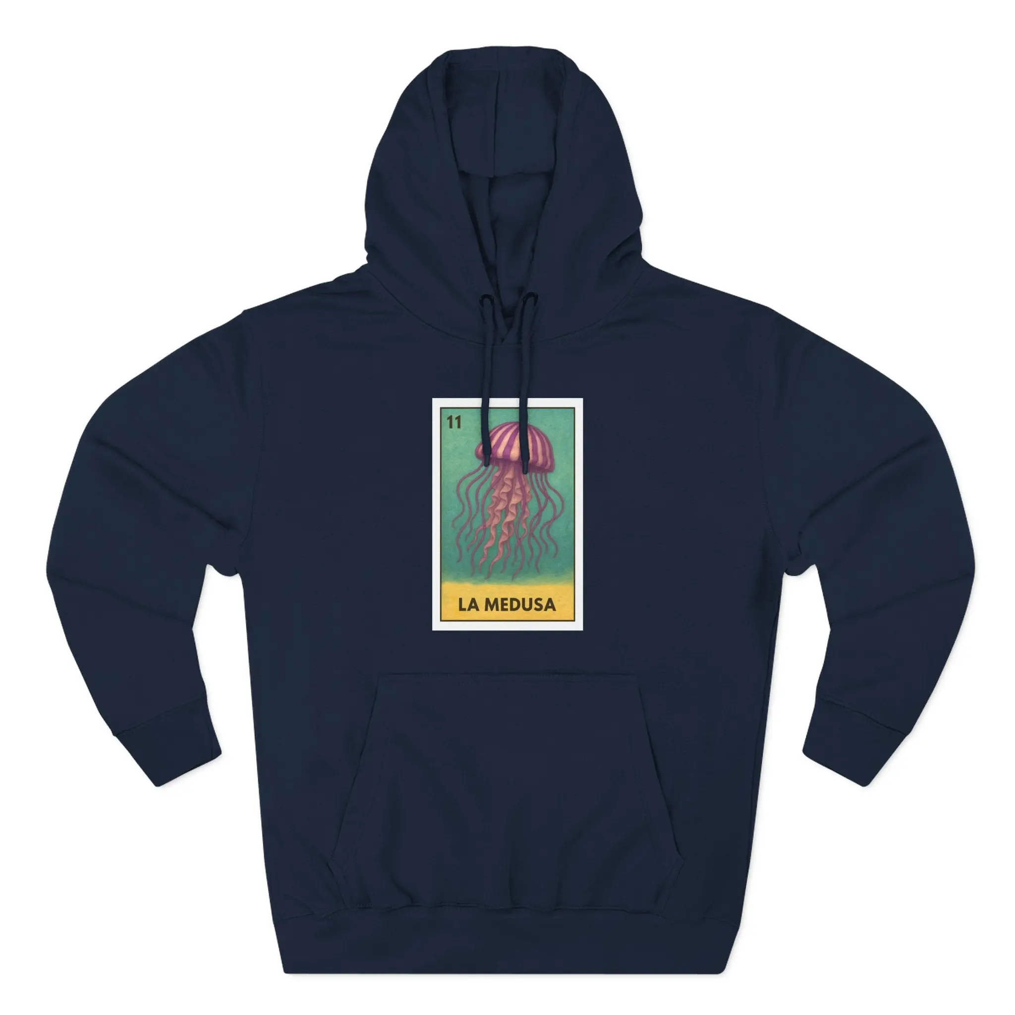 Sea Jelly Lotería Unisex - Pull-Over Cotton Blend Fleece Hoodie (La Medusa) Casual Comfy