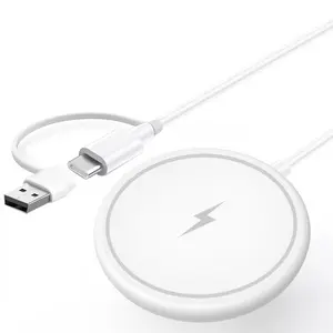 15W Magnetic Wireless Charger Fast Charging Compatible with iPhone Samsung Huawei Lg, Qc PD Standard Round Shape