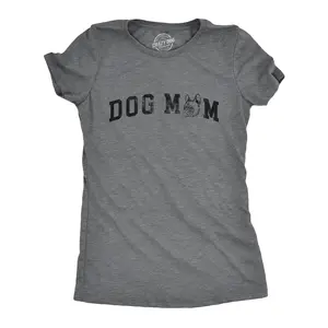 Womens Dog Mom French Bulldog T Shirt Funny Cute Puppy Pet Frenchy Lovers Tee for Ladies Funny Womens T Shirts Cute Vintage Fashion Casual Ladies T-Shirt Gift Funny Dog Top Women's Novelty Tees Dark Grey