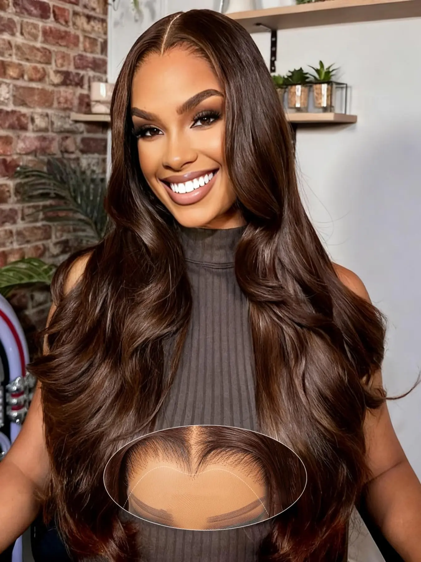 5X5 Glueless Wigs Human Hair Pre Plucked Pre Cut Chocolate Brown Lace Front Wig 5x5 Wear and Go Glueless Lace Closure Wig Body Wave Reglular HD Lace Front Wigs 4# Brown Colored Wig