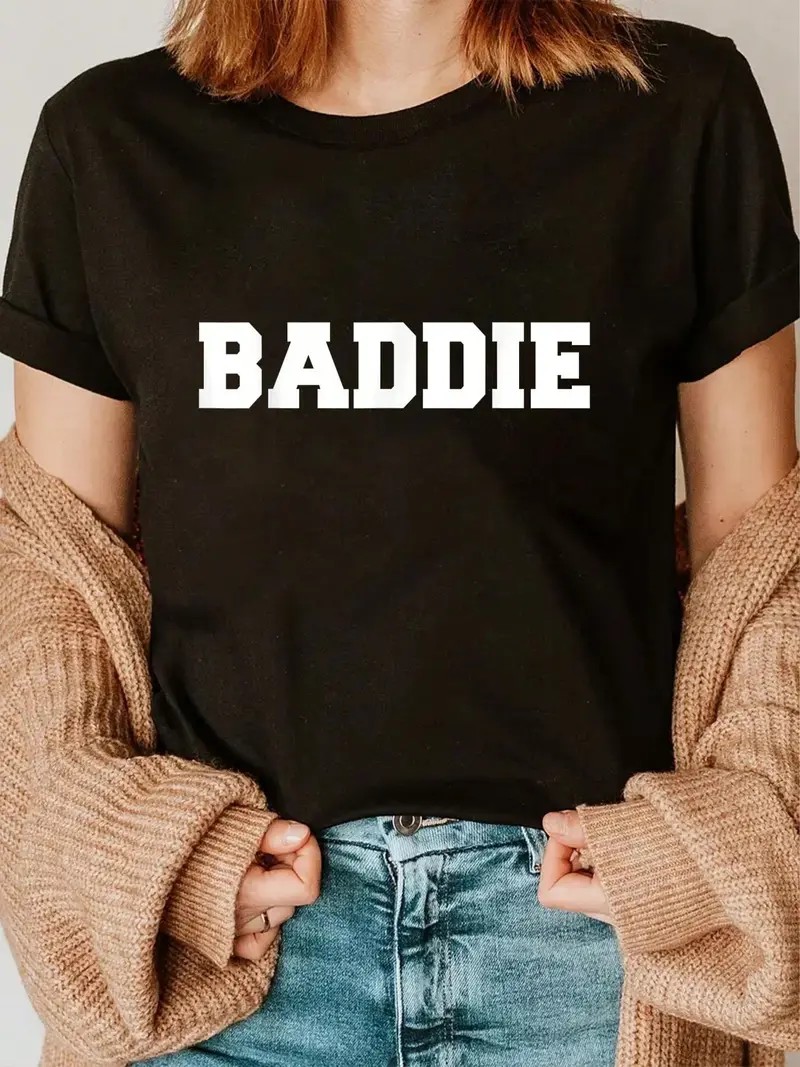100% Cotton Shirts That Say BADDIE T-Shirt Casual Tops