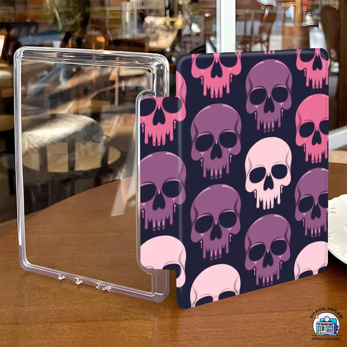 Kindle Paperwhite Protective Casing - Skeleton-Themed Accessories for 5th-12th Gen (2024/2025), Silicone Soft TPU Transparent Back Cover with Illustrations, Wrist Strap, Ideal Gift for Girls