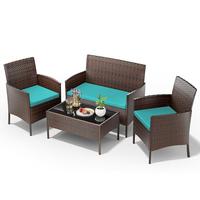 B:Brown Rattan+ turquoise Cushion