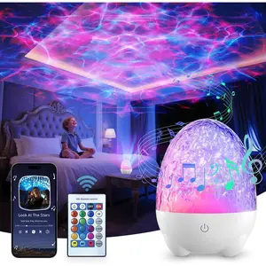 Z-RDL6  Northern Lights Projector, 17 Colors RGB Aurora Night Light Projector with Bluetooth Speaker, Dimmable Ocean Wave Projector with Remote Control for Bedroom/Living Room/Party/Adults/Boys & Girls Gift